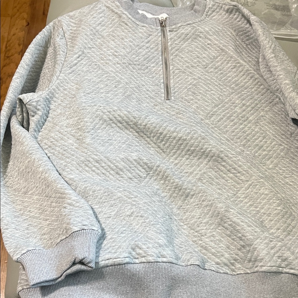 Gray Men's Sweater with Half-Zip